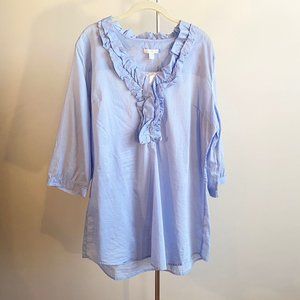 Light Blue Ruffle Neck Tunic, Perfect Condition, NWT